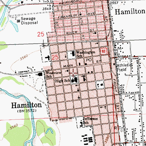 Topographic Map of Hamilton Family Chiropractic Clinic, MT