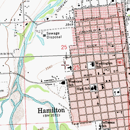 Topographic Map of Valley View Estates Nursing Home, MT