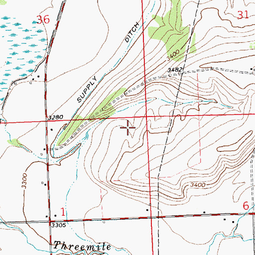 Topographic Map of Bitter Root (historical), MT