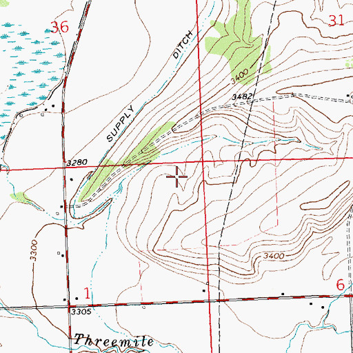 Topographic Map of Bitter Root Post Office (historical), MT