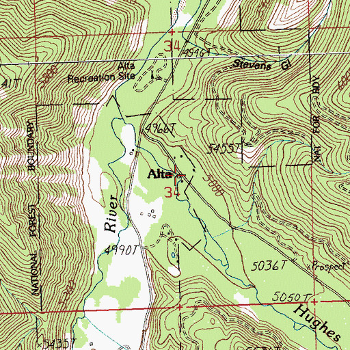Topographic Map of Alta Post Office (historical), MT