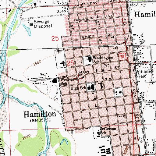 Topographic Map of Hamilton Christian Academy, MT