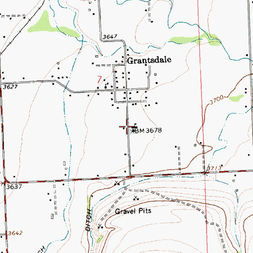 Topographic Map of Grantsdale Elementary School, MT