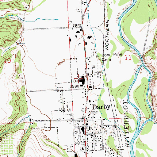 Topographic Map of Darby Elementary School, MT