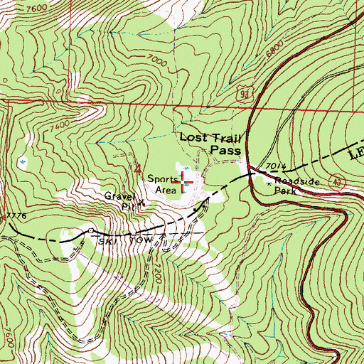 Topographic Map of South Face Ski Trail, MT