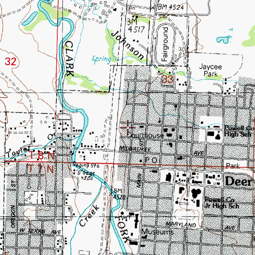 Topographic Map of Deer Lodge Volunteer Fire Department, MT