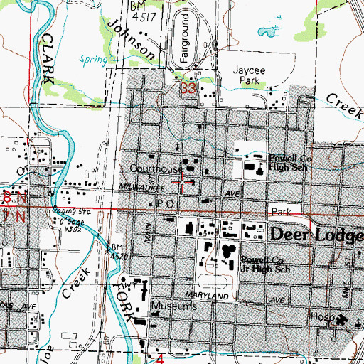 Topographic Map of Saint Johns Lutheran Church, MT