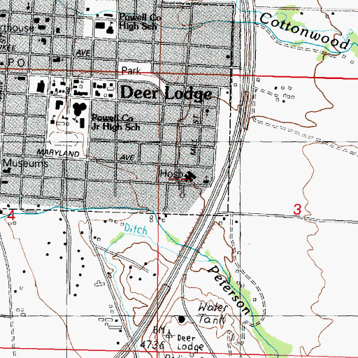Topographic Map of Colonial Manor of Deer Lodge, MT