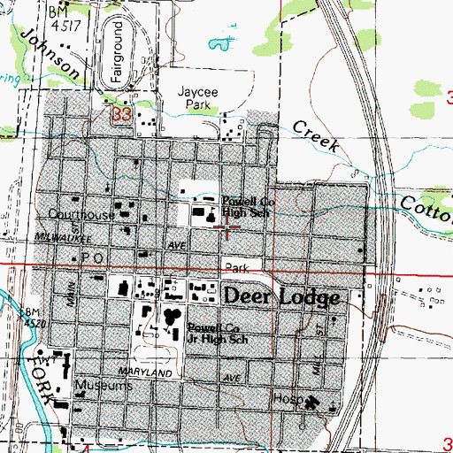 Topographic Map of Deer Lodge Valley Therapy Clinic, MT