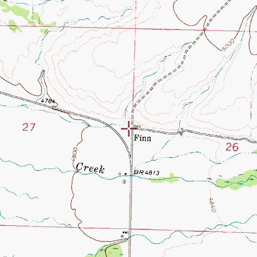Topographic Map of Finn Post Office (historical), MT