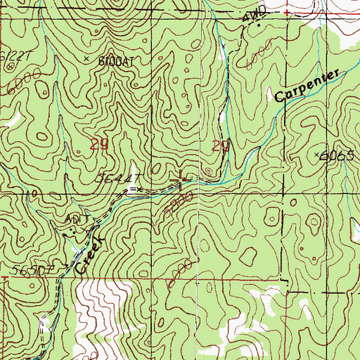 Topographic Map of Carpenters Bar Post Office (historical), MT