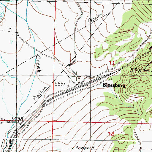 Topographic Map of Blossburg School (historical), MT