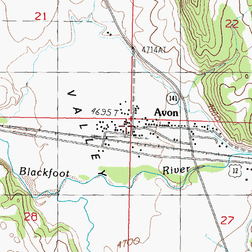 Topographic Map of Avon Post Office, MT
