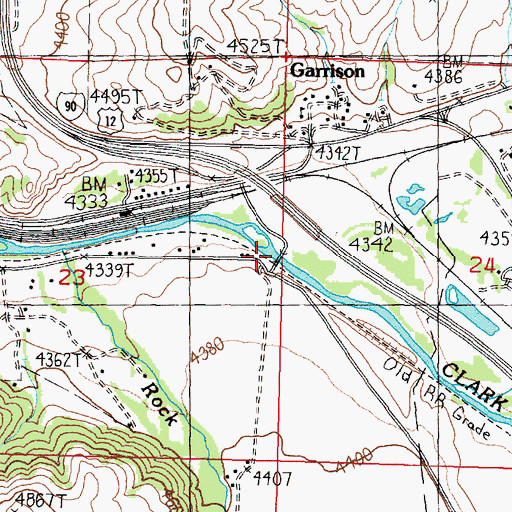 Topographic Map of Clark Fork River Bridge, MT