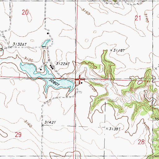Topographic Map of Freemen Ranch, MT