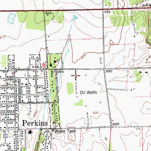 Topographic Map of Perkins - Tryon Elementary School, OK