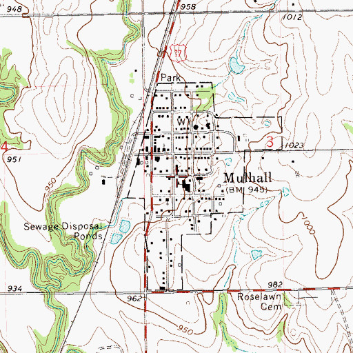 Topographic Map of Mulhall - Orlando Elementary School, OK