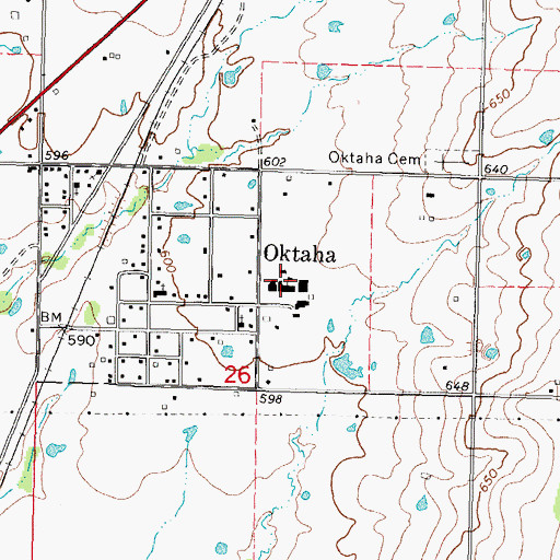 Topographic Map of Oktaha Elementary School, OK