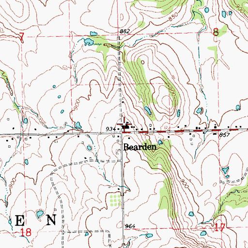 Topographic Map of Bearden Elementary School, OK