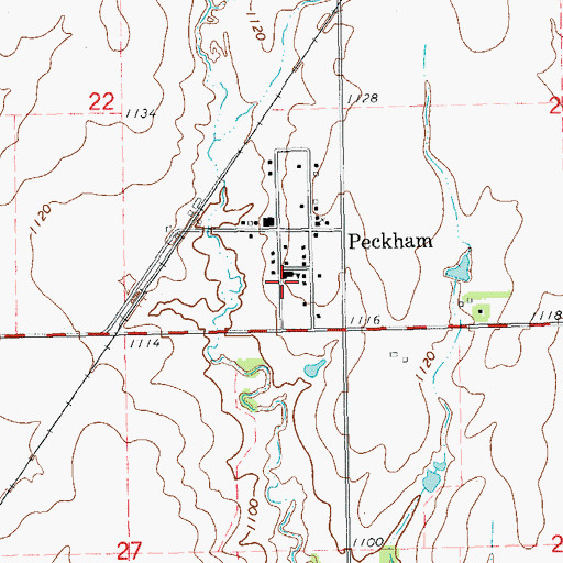 Topographic Map of Peckham Elementary School, OK