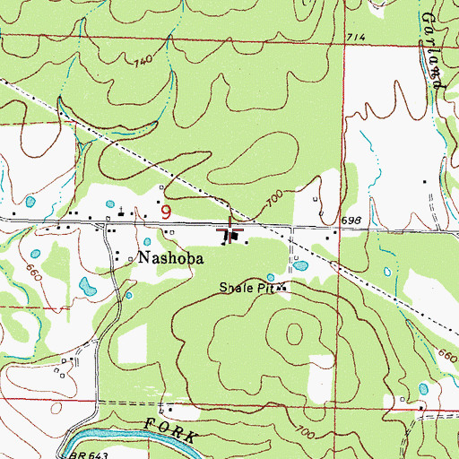 Topographic Map of Nashoba Elementary School, OK