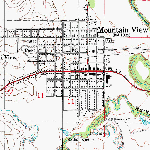Topographic Map of Mountain View - Gotebo Elementary School, OK