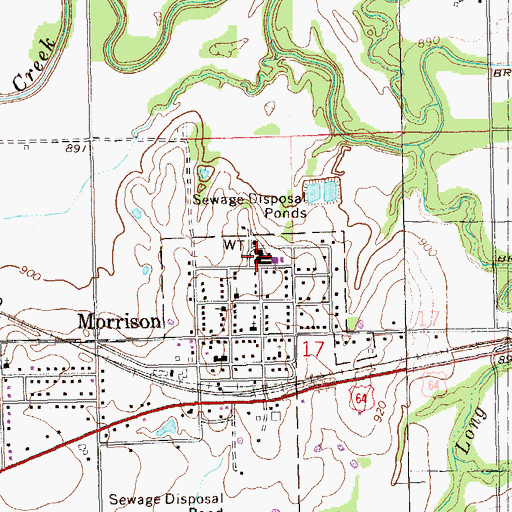 Topographic Map of Morrison Elementary School, OK