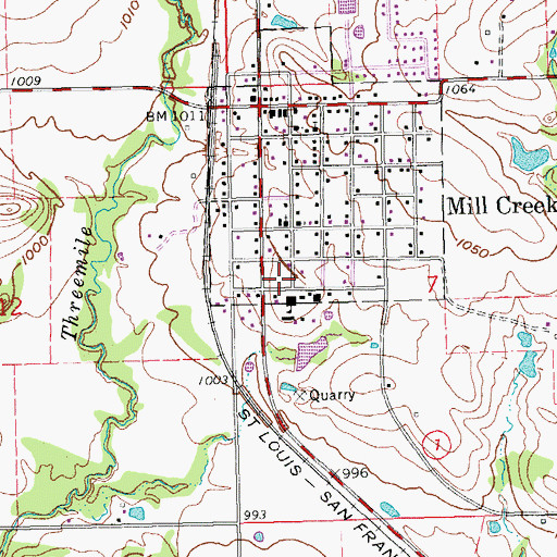 Topographic Map of Mill Creek Elementary School, OK
