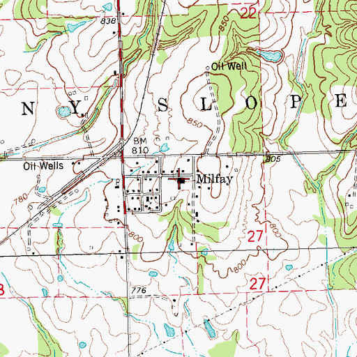 Topographic Map of Milfay Elementary School, OK