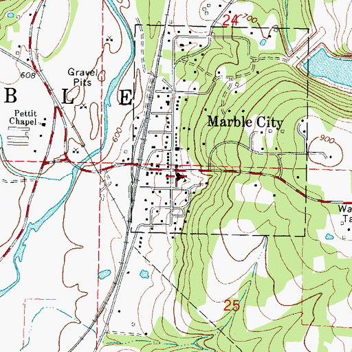 Topographic Map of Marble City Elementary School, OK