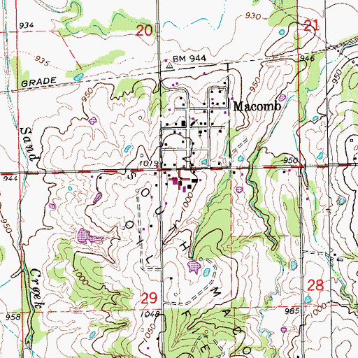 Topographic Map of Macomb Elementary School, OK
