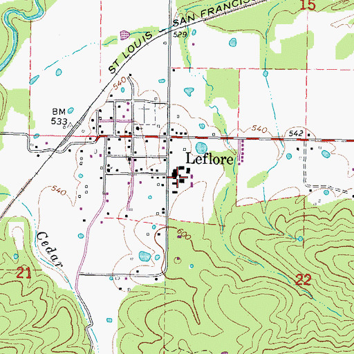 Topographic Map of Leflore Elementary School, OK
