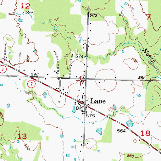 Topographic Map of Lane Elementary School, OK