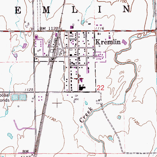 Topographic Map of Kremlin - Hillsdale Elementary School, OK
