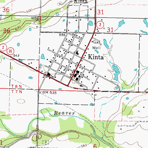 Topographic Map of Kinta Elementary School, OK