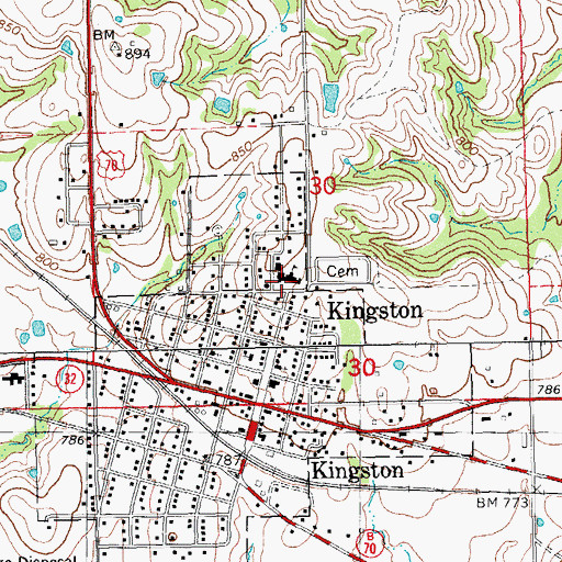Topographic Map of Kingston Elementary School, OK