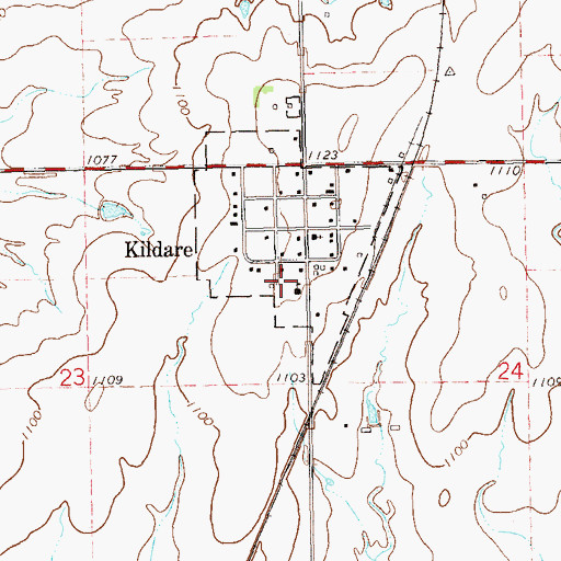 Topographic Map of Kildare Elementary School, OK