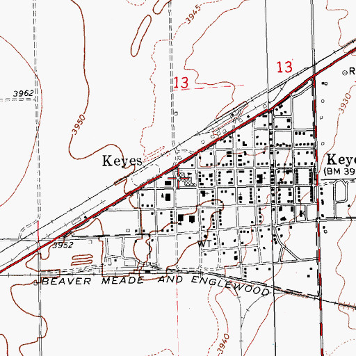 Topographic Map of Keyes Elementary School, OK