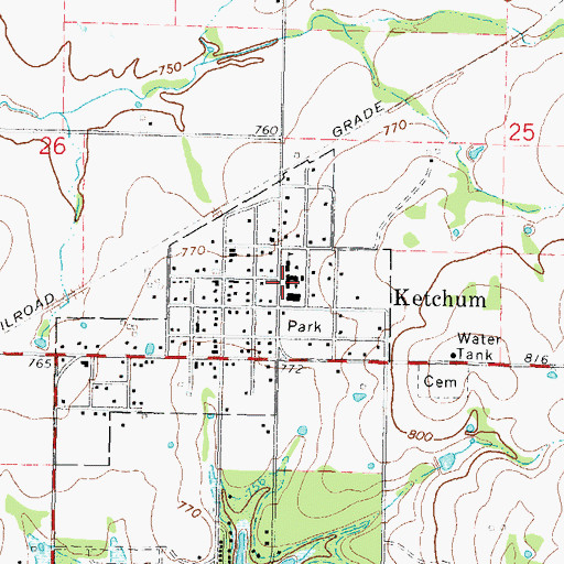Topographic Map of Ketchum Elementary School, OK