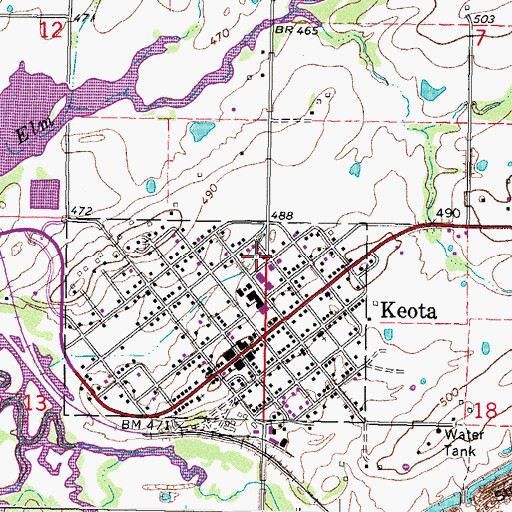 Topographic Map of Keota Elementary School, OK