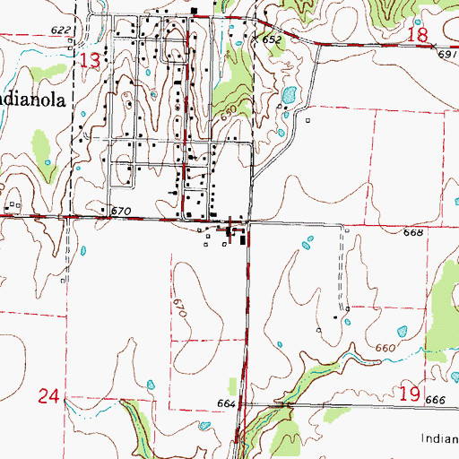 Topographic Map of Indianola Elementary School, OK