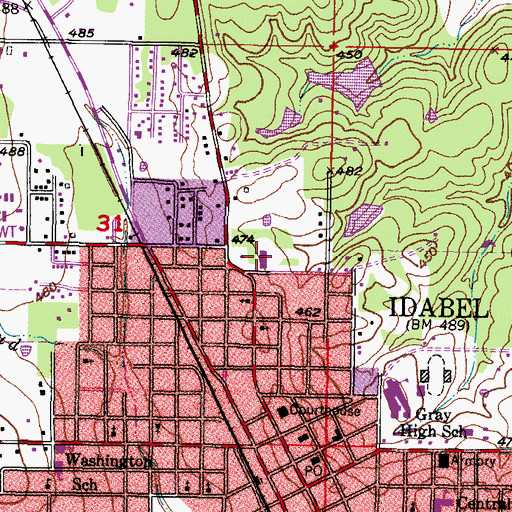 Topographic Map of George Elementary School, OK