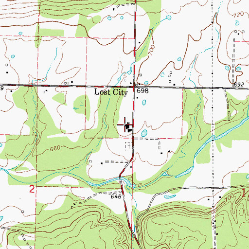 Topographic Map of Lost City Elementary School, OK