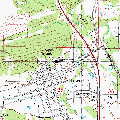 Topographic Map of Howe Elementary School, OK