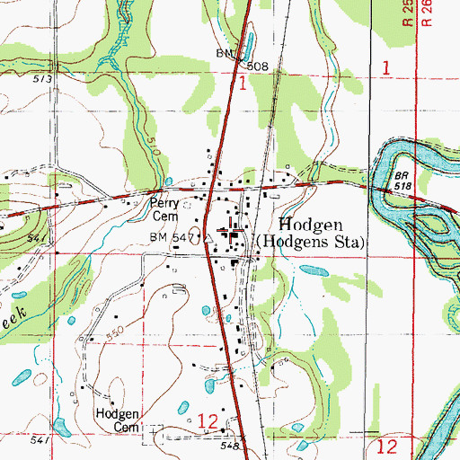 Topographic Map of Hodgen Elementary School, OK