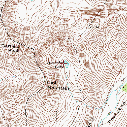 Topographic Map of Henschel Lake, CO