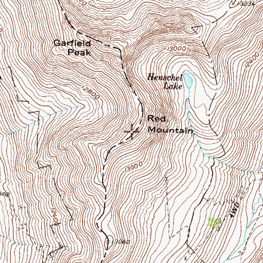 Topographic Map of Red Mountain, CO