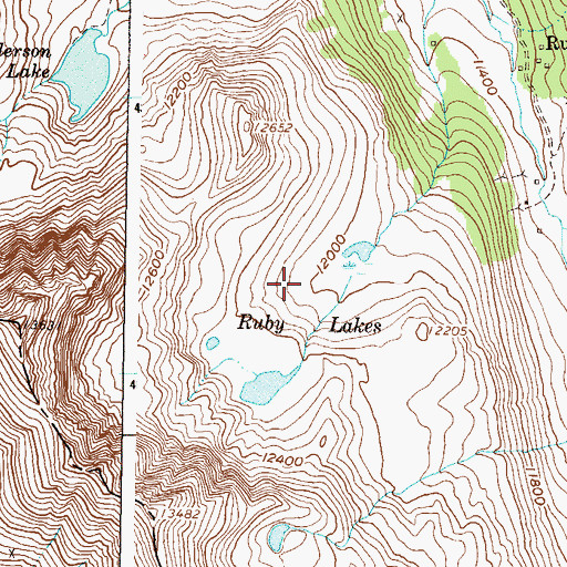 Topographic Map of Ruby Lakes, CO