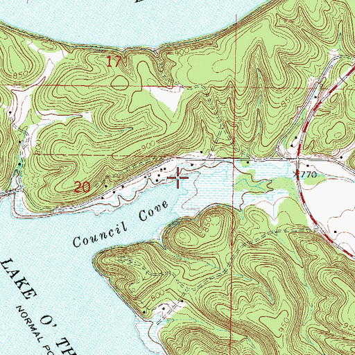 Topographic Map of Council Hollow Creek, OK
