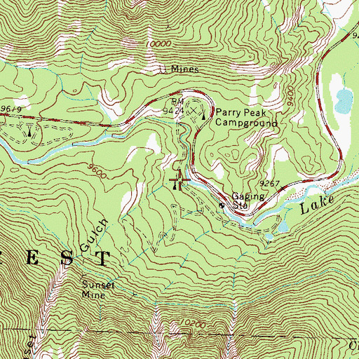 Topographic Map of Sunset Gulch, CO